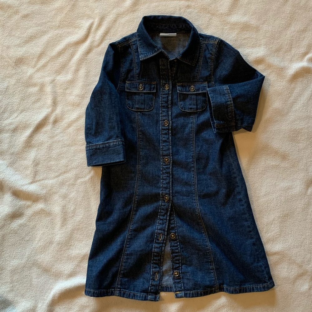 Crazy 8 little girls denim dress size 5-6 EUC